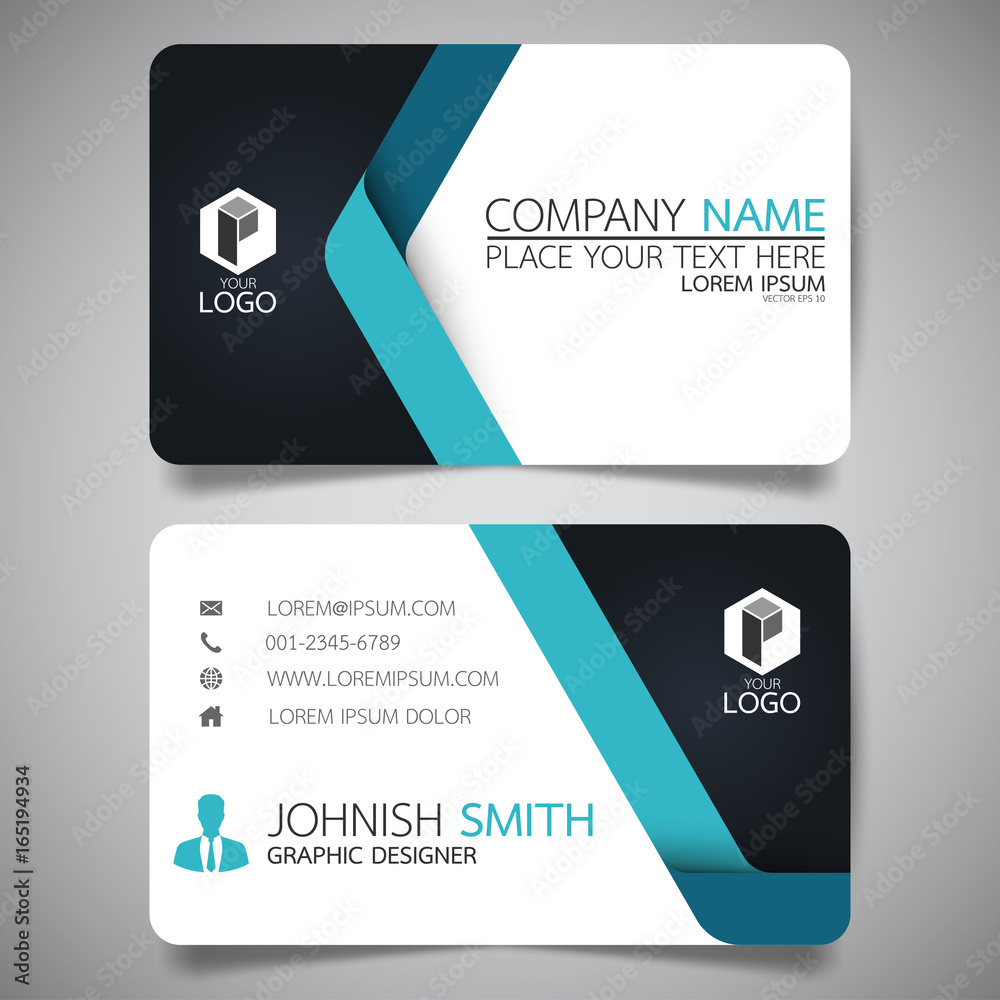 Blue modern creative business card and name card,horizontal simple clean template vector design, layout in rectangle size. - obrazy, fototapety, plakaty 