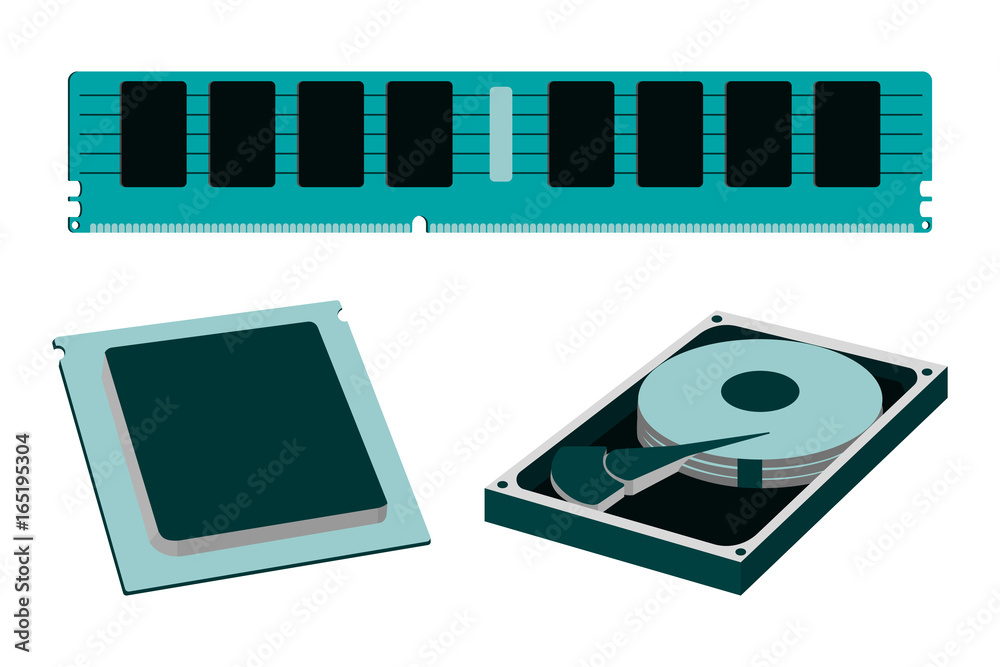 Cartoon Parts for Personal PC icon. HDD, RAM, CPU. Stock Vector | Adobe Stock Cartoon Parts for Personal PC icon. HDD, RAM, CPU. Stock Vector | Adobe Stock