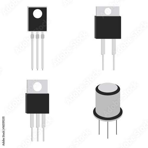 Set of Transistor cartoon icon. Vector illustration
