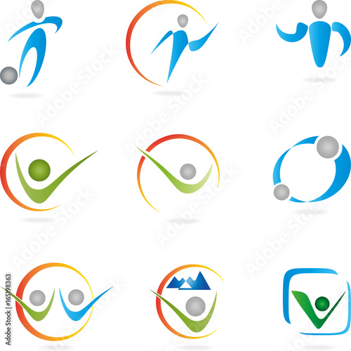 Menschen Logos Sammlung, Person in Bewegung