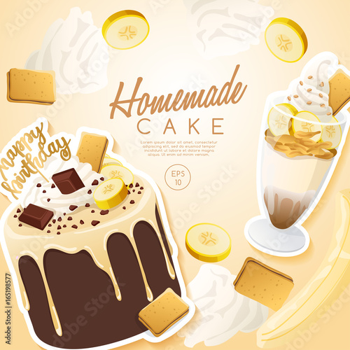Set of delicious sweets and desserts : Fancy Cake : Vector Illustration