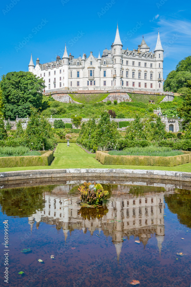 Dunrobin Castle in a sunny day, Sutherland county, Scotland.