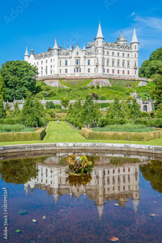 Dunrobin Castle in a sunny day, Sutherland county, Scotland.