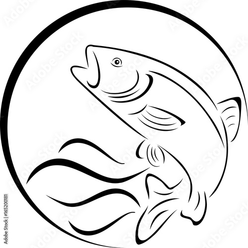 Forelle, Fisch, Logo, Angeln und Fisch Logo