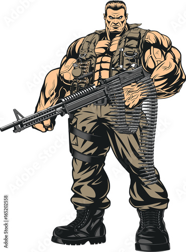 Armed strong soldier