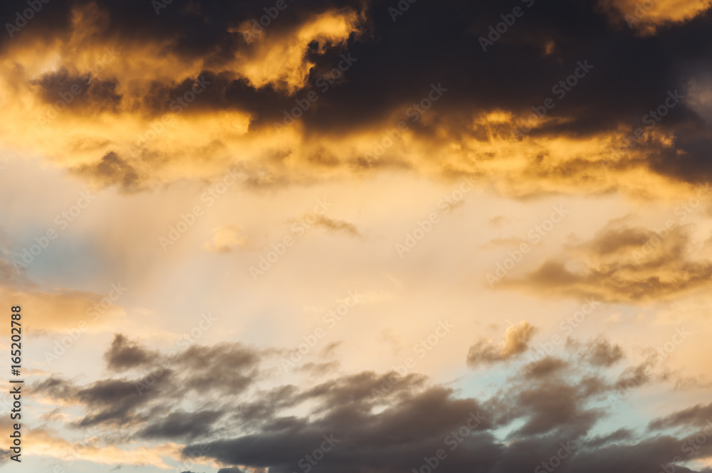 Obraz premium Red, orange, fiery sky. Sunset. Sunrise. Art.
