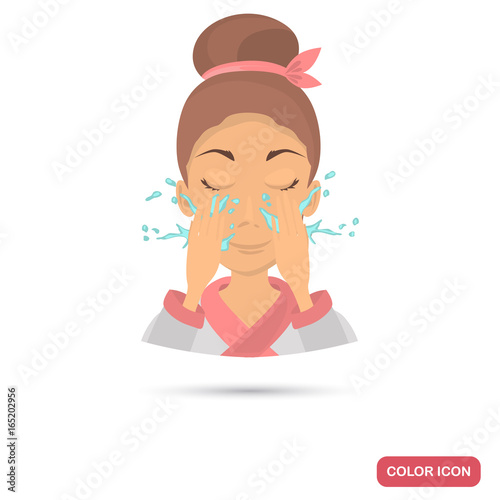 Washing face girl color icon for web and mobile design