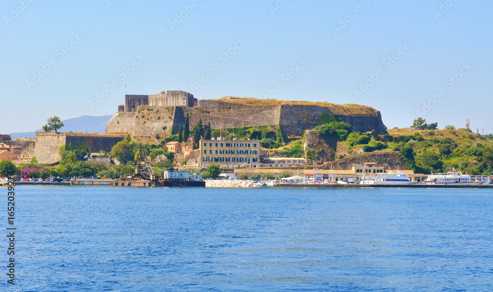 Fortress of Corfu in Greece with calm sea