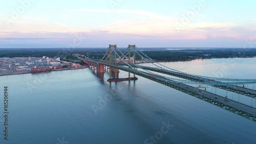 Aerial Delaware Memorial Bridge at dusk 4k photo