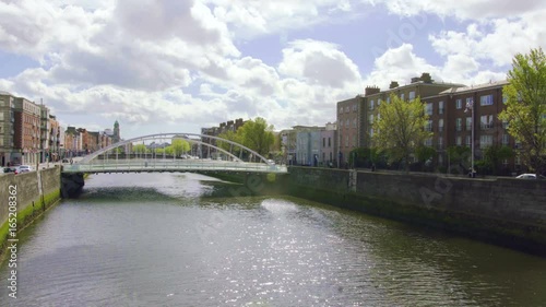 Panorama in Sunny day of Liffey Bridge in Dublin, Ireland