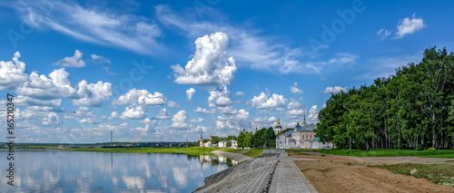 Embankment of the Sukhona river in Veliky Ustyug, Russia photo