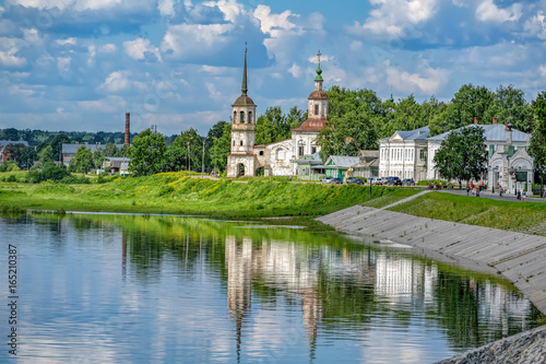 Embankment of the Sukhona river in Veliky Ustyug, Russia