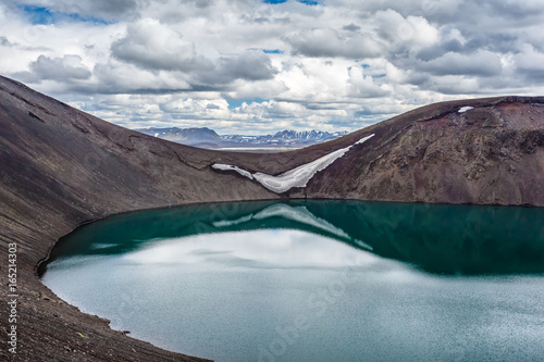 Mountain lake Blahylur with mountains in the background Iceland