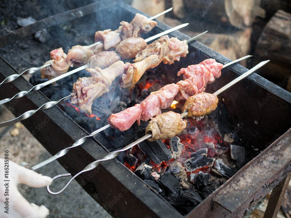 Shashlik or Shashlyk Meaning Skewered Meat Was Originally Made of Lamb.  Stock Photo - Image of culture, lamb: 90891464