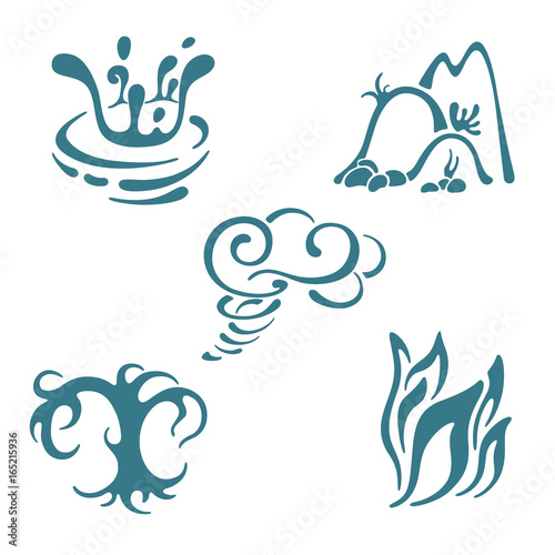 Elements of nature symbols set