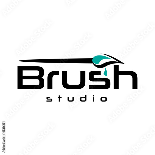 elegant brush logo design.  isolated on white background.  