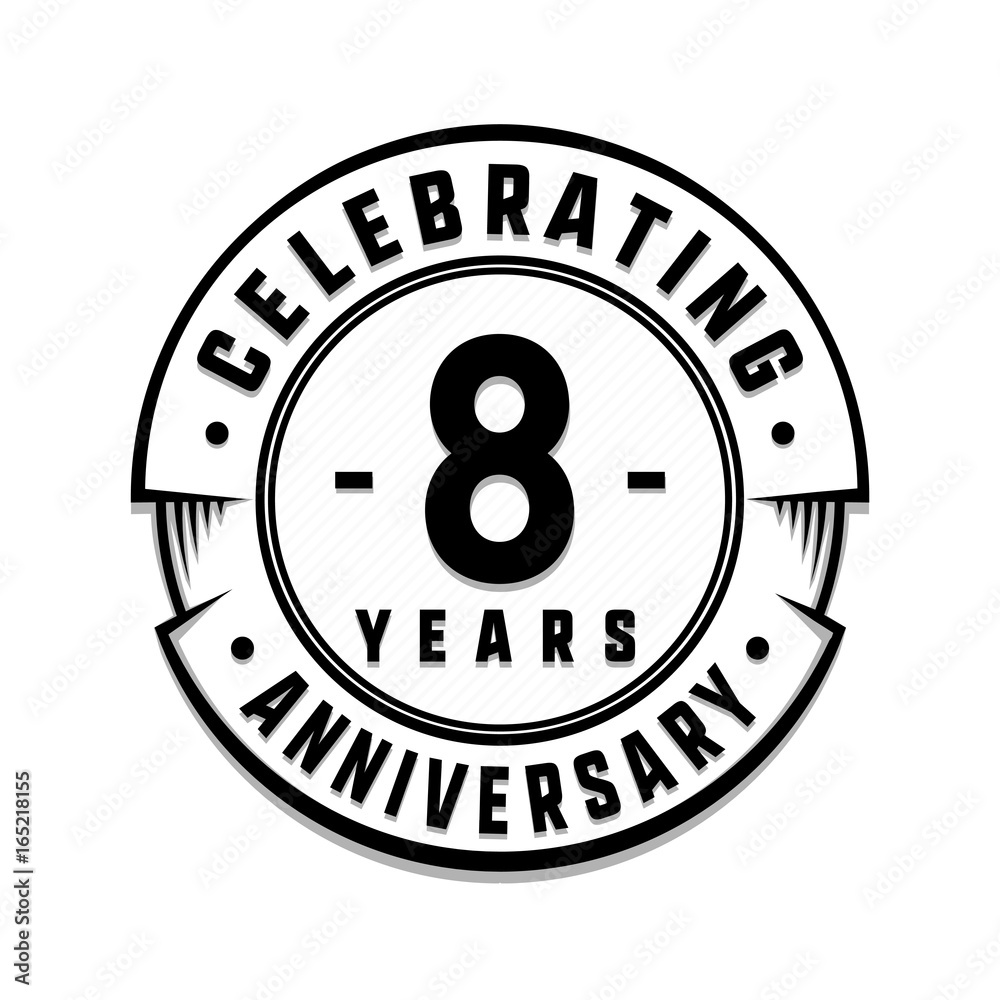 8 years anniversary logo template. Vector and illustration.
