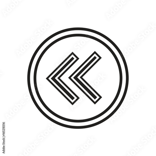 two simple left arrows icon within a circle.isolated on white background.  