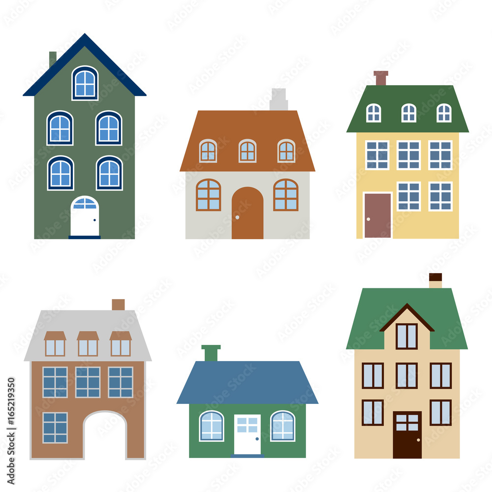exterior old house isolated vector set on white background