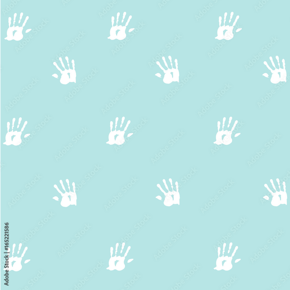 Fototapeta premium Seamless pattern, prints of hands of the child