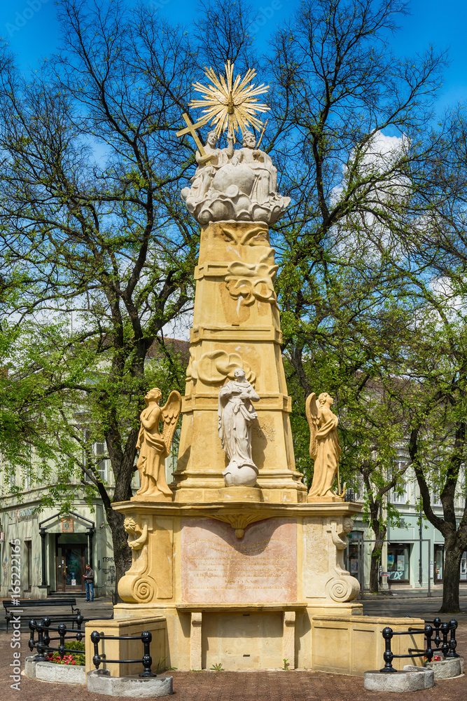 Subotica, Serbia - April 23, 2017: The Holy Trinity monument in Subotica town, Serbia