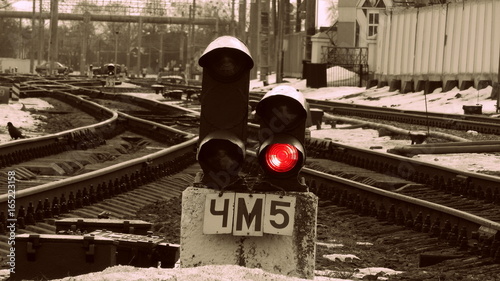 Red traffic light for trains