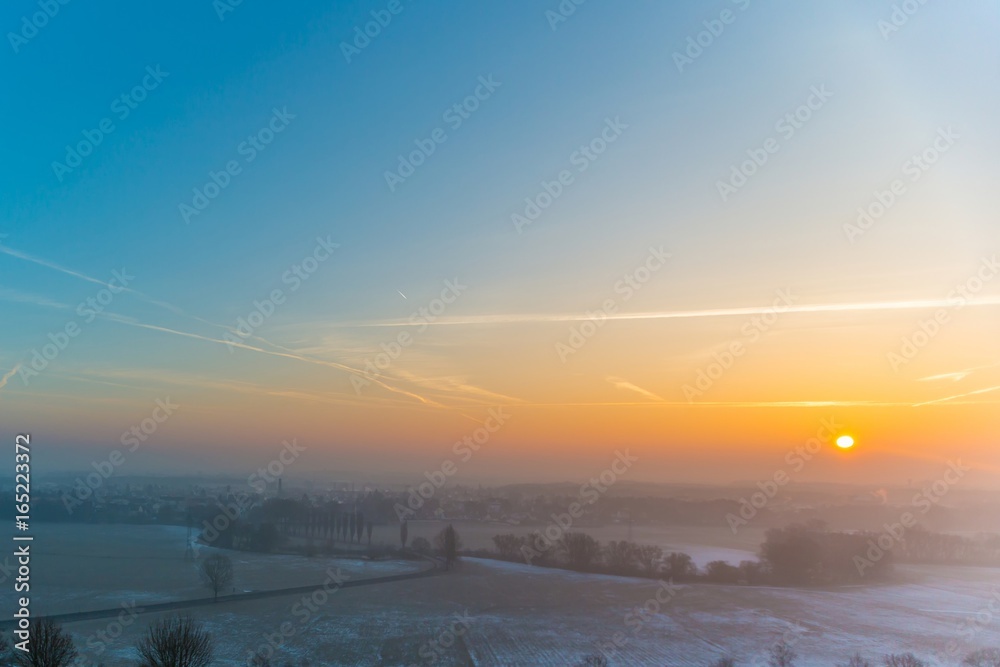 Misty morning light over the lanscape near Nuremberg in Germany Misty morning light over the lanscape near Nuremberg in Germany