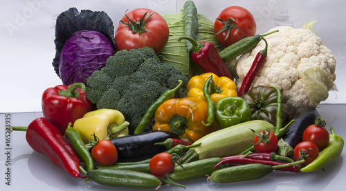 White background vegetables