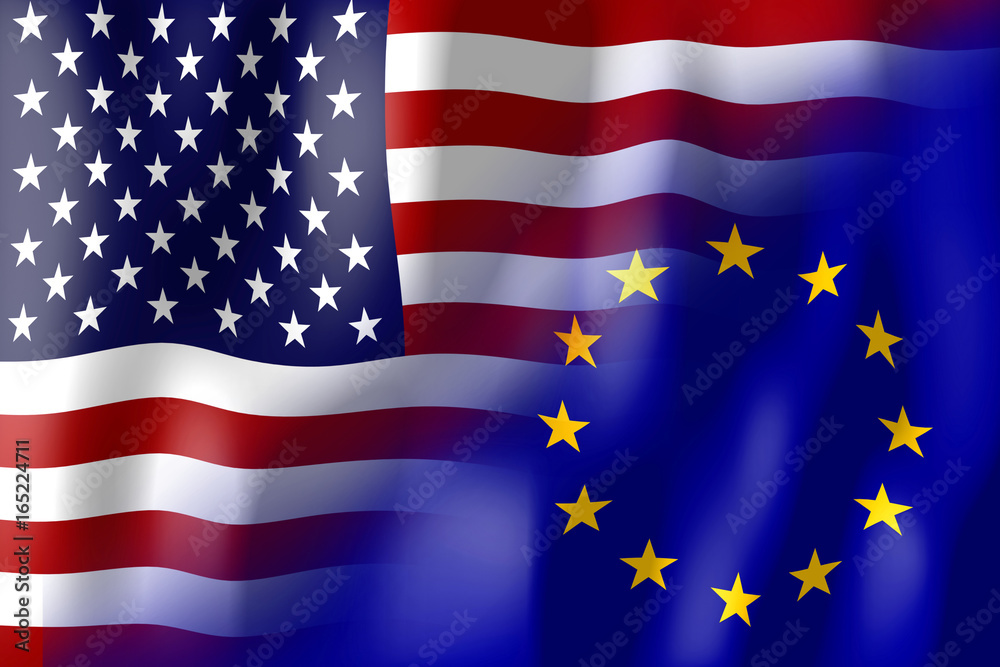 USA and European Union flags USA and European Union flags