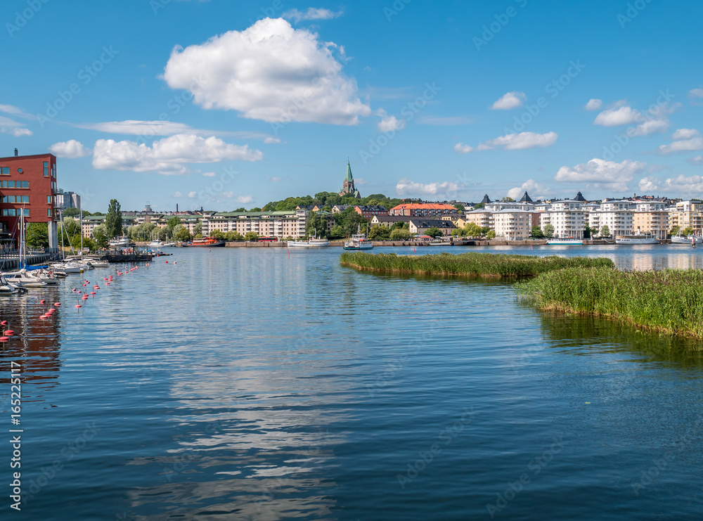 Hammarby Sjostad in Stockholm, Sweden on a summer day.