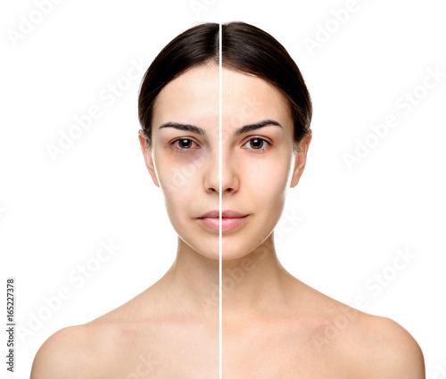 Young woman before and afte...