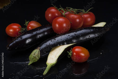 Colorful fruits and vegetables black arkapland