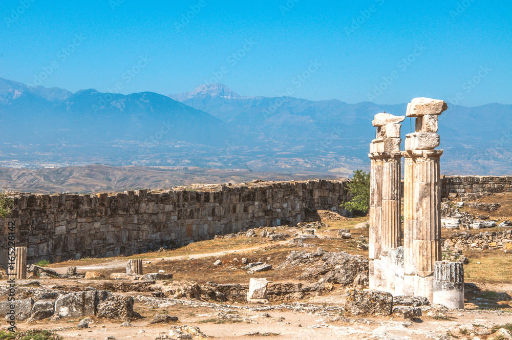  Columns in ancient city Hierapolis in Pamukkale in Turkey