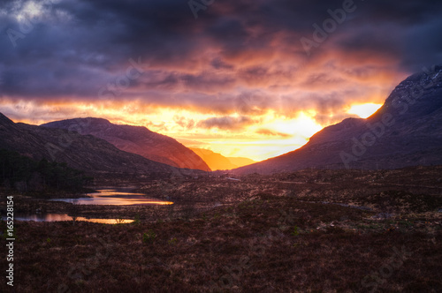 Spectacular Sunset at Loch Clair, Scotland, United Kingdom photo