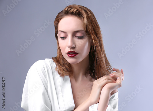 Beautiful stylish woman on ...
