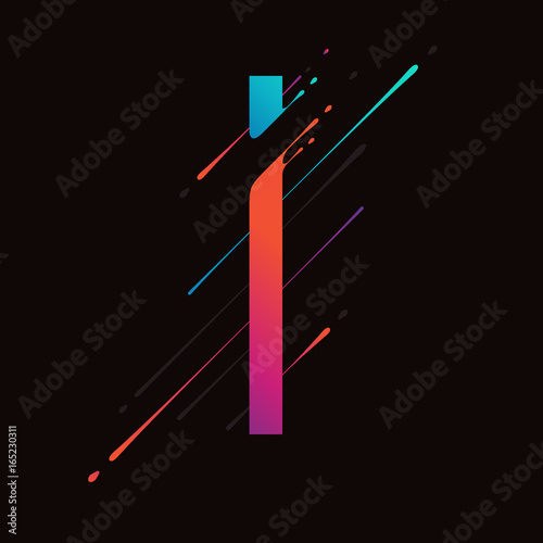 Modern abstract colorful alphabet. Dynamic liquid ink splashes letter. Vector design element for your art. Letter I