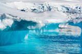 Icebergs with icicles along the Antarctic Peninsula