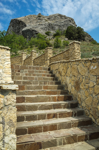 Staircase in the antique style in the mountains, Sudak
