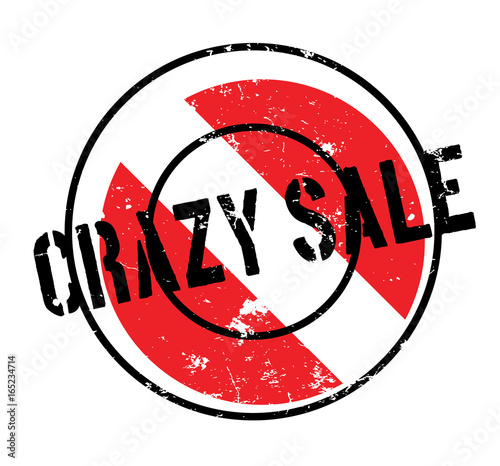 Crazy Sale rubber stamp. Grunge design with dust scratches. Effects can be easily removed for a clean, crisp look. Color is easily changed.