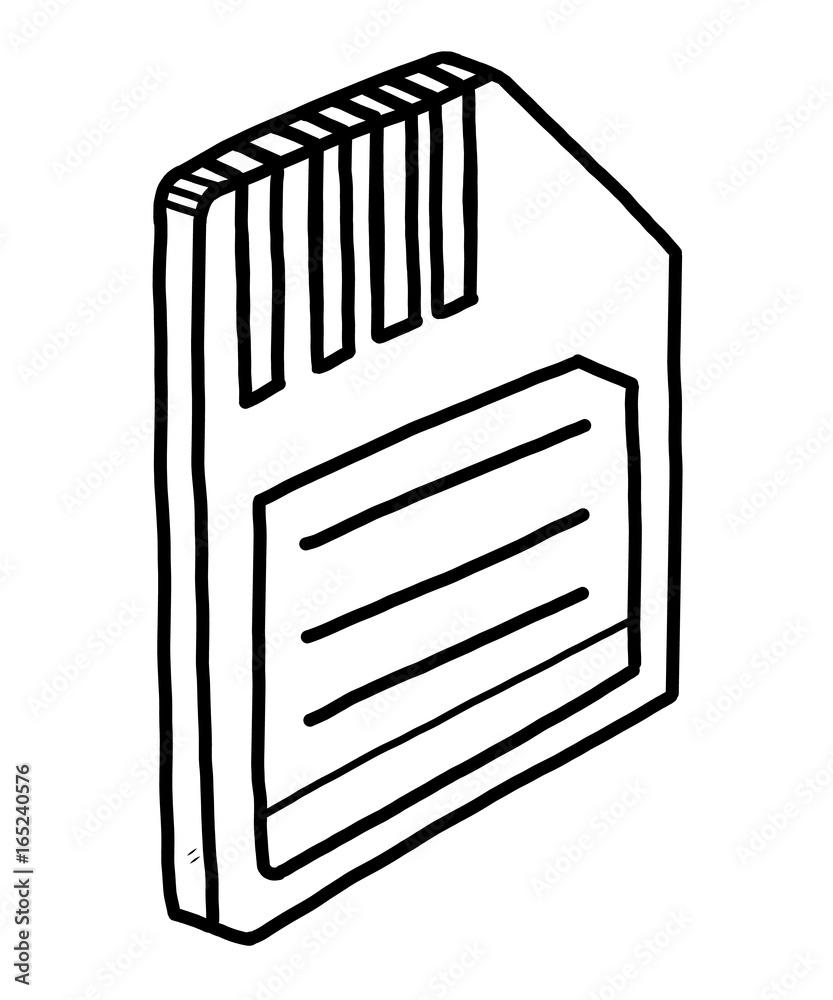 memory card / cartoon vector and illustration, black and white, hand drawn, sketch style, isolated on white background. memory card / cartoon vector and illustration, black and white, hand drawn, sketch style, isolated on white background.