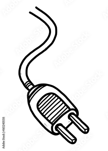 electric plug / cartoon vector and illustration, black and white, hand drawn, sketch style, isolated on white background. photo