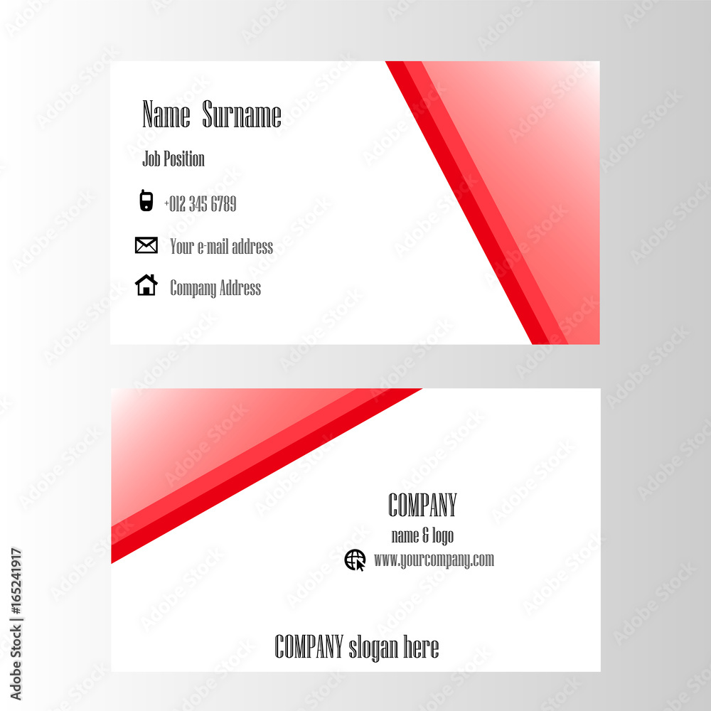 White-red name card template White-red name card template
