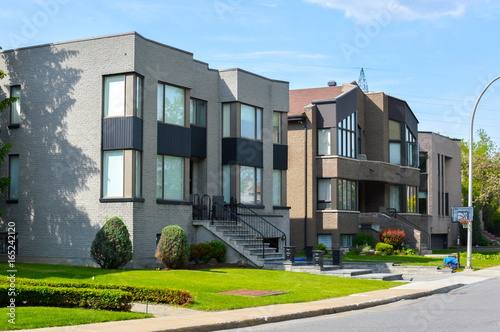 Photography Expensive modern large grey houses with huge windows in Montreal, Canada