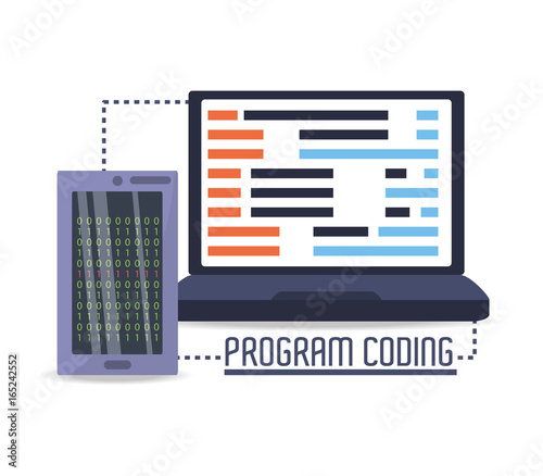 computer with programmig coding on screen