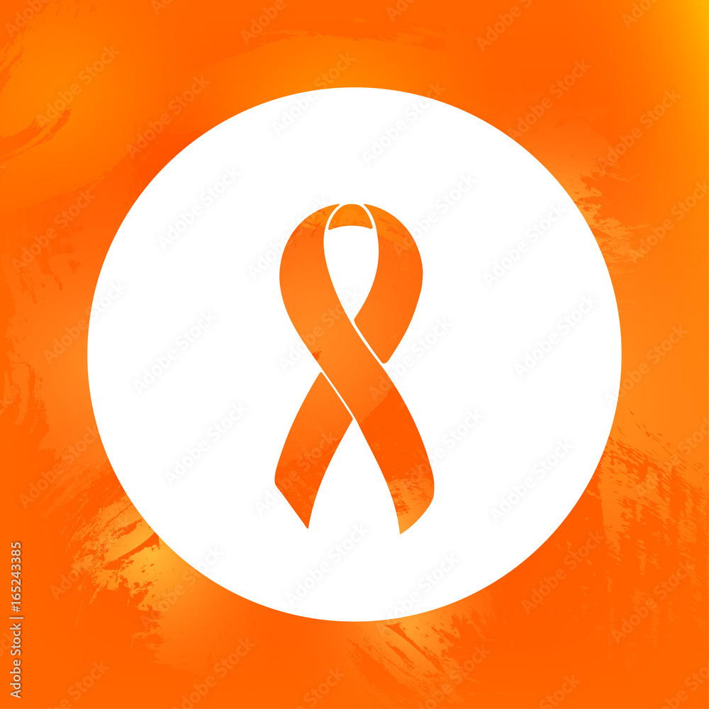 Orange Awareness Ribbon. ADHD, Attention Deficit Hyperactivity Disorder