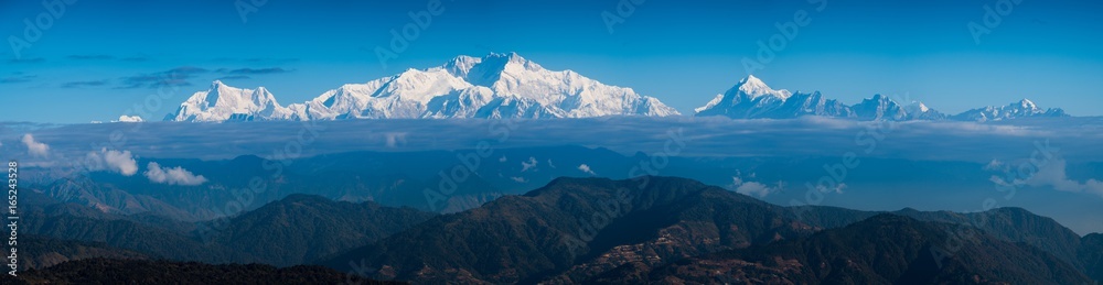 Kangchenjunga mount landscape during blue sky time