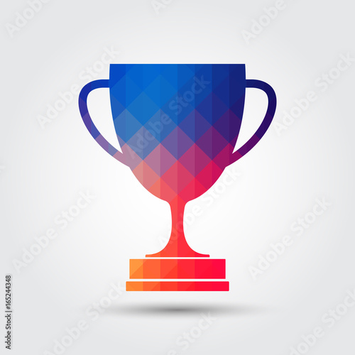 Trophy cup icon, Colorful geometric style