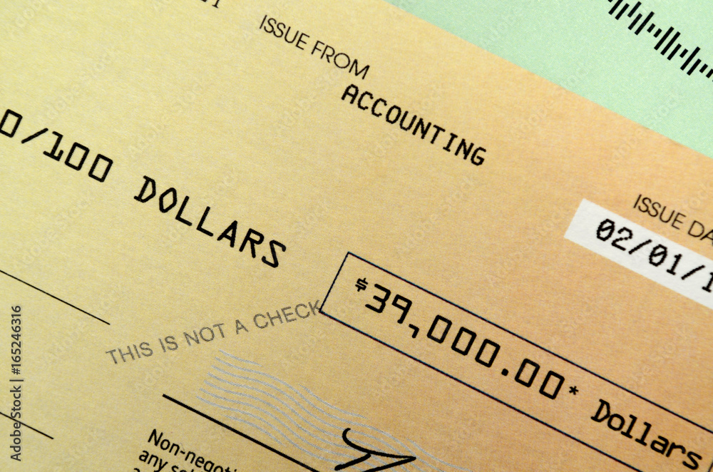 Promotional fake check Promotional fake check