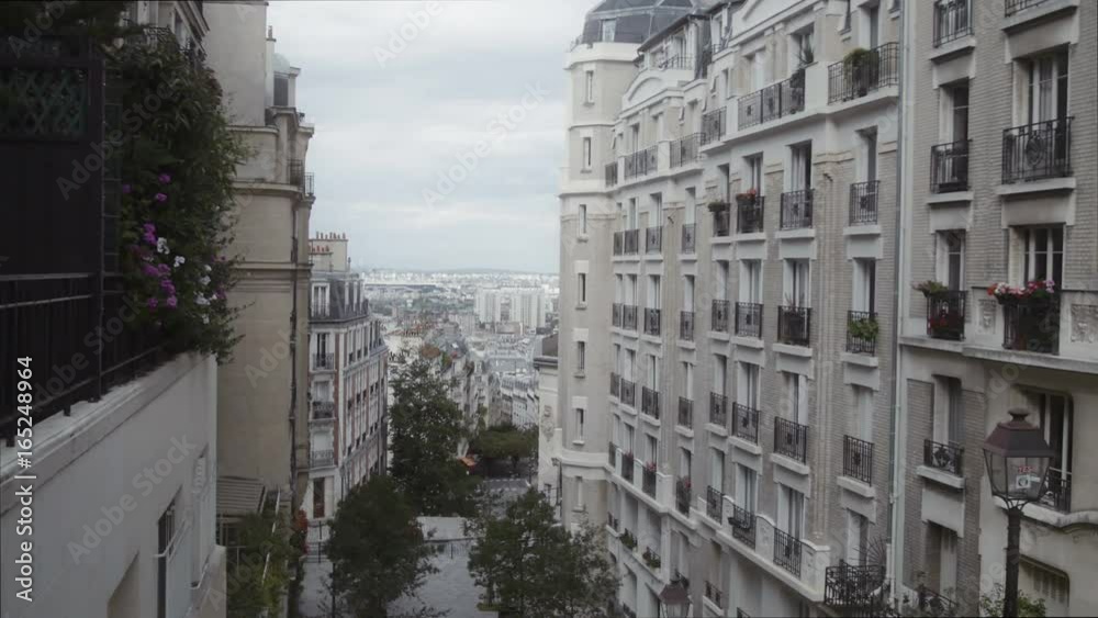 Establishing shot of a residential area in Paris, France Establishing shot of a residential area in Paris, France