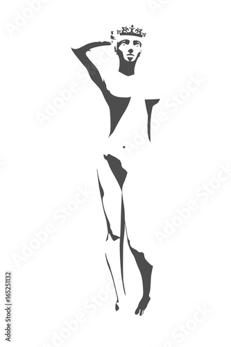 Sexy women silhouette with crown. Fashion mannequin of queen. Female figure posing.